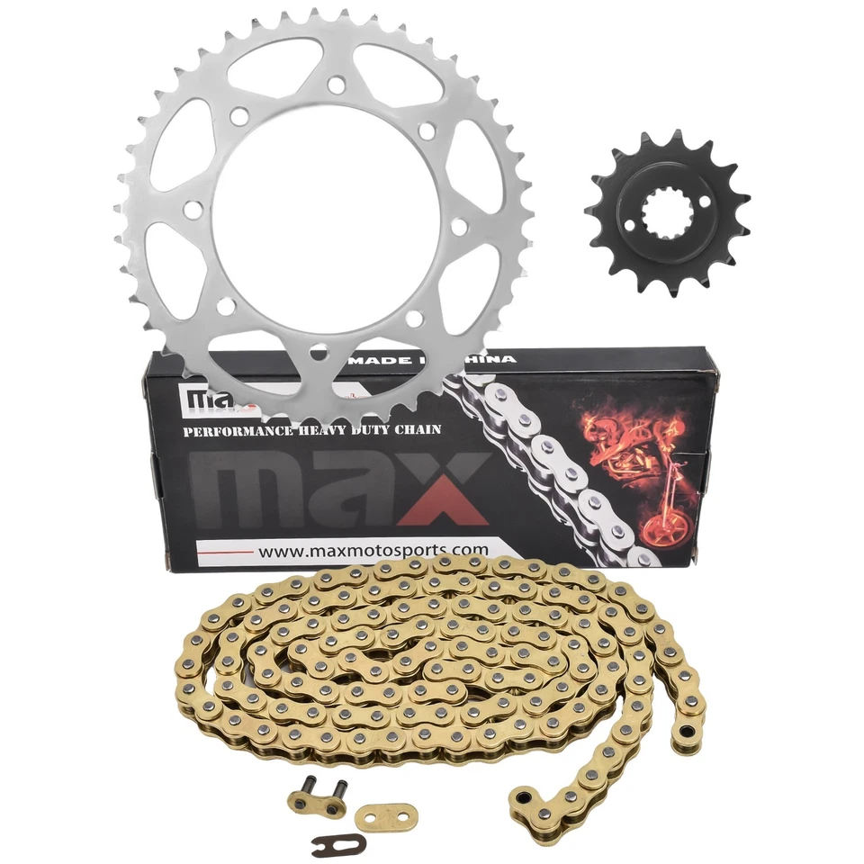Комплект золотой приводной цепи и звездочек для Kawasaki KL650 KLR650 1990-2025 - Изображение 1 из 4