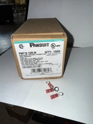 GENUINE Panduit PNF18-10R-M (22-16 AWG) Nylon Ring Terminal #10 Stud 1000 pieces - Image 1 of 4