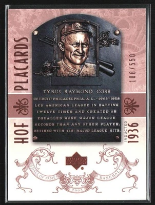 Carteles del Salón de la Fama de la Cubierta Superior Ty Cobb 2005/550 #99 Tigres de Detroit Foto 1 de 3