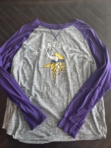 Majestic NFL Minnesota Vikings grau und lila Langarmshirt Größe Herren XL - Bild 1 von 4