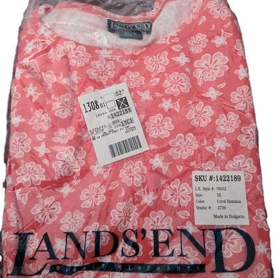 New Lands End 3x ПИЖАМНЫЙ ТОП 24w 26w SS коралл гавайское качество хлопок женщин плюс - Изображение 1 из 3