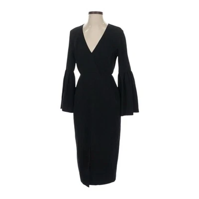 Vestido de Coquetel Jill Jill Stuart Preto Deep V Manga Sino Midi Tamanho 4 Novo com etiquetas $318 - Imagem 1 de 4