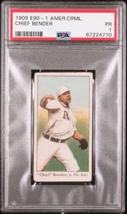 CHIEF BENDER 1909 E90-1 AMERICAN CARAMEL PSA 1 ! NEUE PLATTE ZENTRIERT! *RARER/T206 - Bild 1 von 2