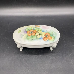 Vtg. Hand Painted Porcelain Vanity Jewelry Trinket Box Signed Kelly 77 - Picture 1 of 10