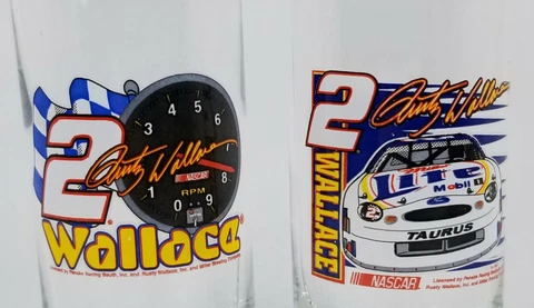 2 Rusty Wallace Double Shooter Shot Glasses. Double shot in each glass, Nascar Cover
