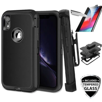 For iPhone XR/XS MAX Case Cover+Tempered Glass+Belt Clip Fits Otterbox Defender - Image 1 of 4