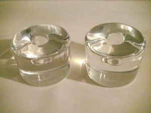 PAR DE CANDELABROS ORREFORS PEQUEÑO DISCO VOTIVO CÓNICO CRISTAL SUECIA 2" REDONDOS - Imagen 1 de 10