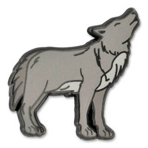 PinMart's Gray Howling Wolf Wild Animal Enamel Lapel Pin