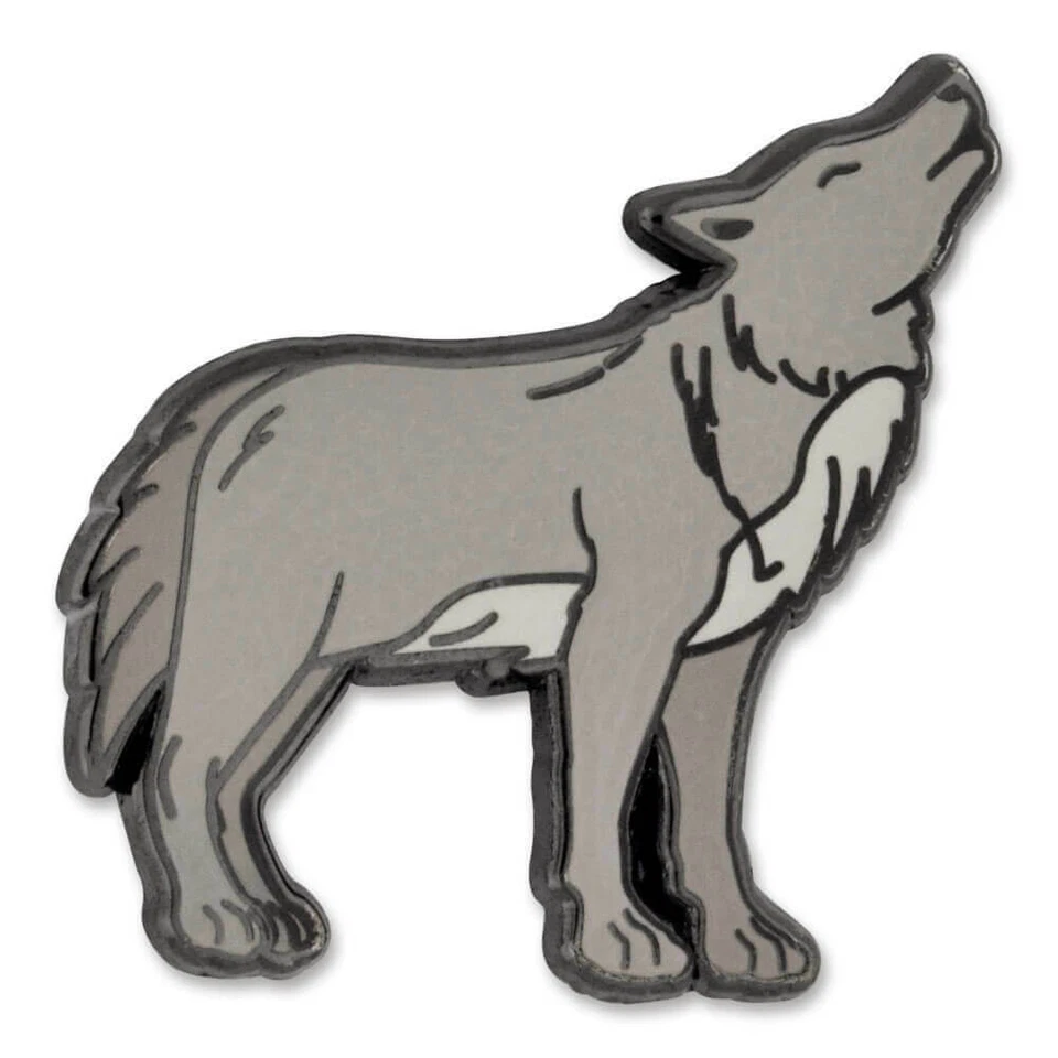 Pin de solapa esmaltada de animales salvajes lobo aullador gris PinMart Foto 1 de 3