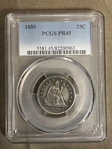 1880 Seated Liberty Quarter dollar, PCGS XF45 better date & condition - Picture 1 of 6