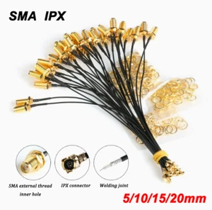 Gniazdo SMA Wtyczka do IPX U.FL Gniazdo Pigtail Kabel Antena WiFi Mini PCI 5cm -20cm - Zdjęcie 1 z 22