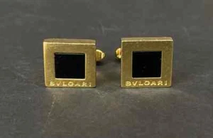 Bulgari "Bvlgari" Cufflinks Onyx and 18k Yellow Gold - Picture 1 of 5