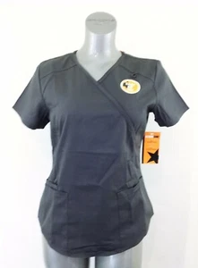 Scrub Star Women's Small Gray V Neck Short Sleeve Polyester Blend Scrub Top NEW - Picture 1 of 4