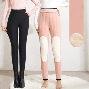 Women Thermal Pants Trousers Fleece-lined Padded Wool Knee Pads Thick Warm - Picture 1 of 15