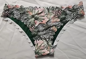 Größe XL Shekini Bikiniunterteil Badeanzug olivgrün gerippt Borte - Bild 1 von 2