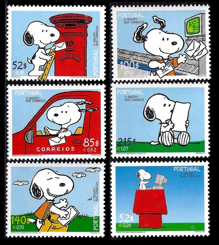 Portugal - Set of Six Snoopy stamps - Peanuts - MNH Cover