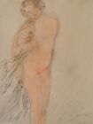 Auguste RODIN: young model half nude, signed engraving, 1949