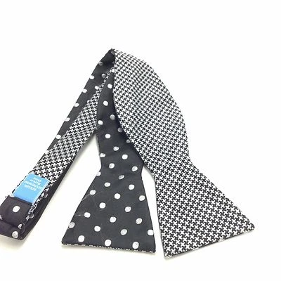 115 美元 Countess Mara 男式白色黑色双面领结连衣裙可调节领结 — 第 1/4 张图片