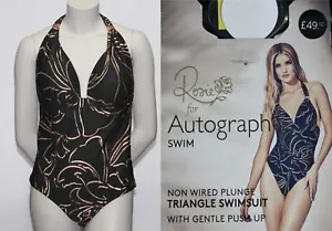M & S Rosie for Autograph Plunge Triangle Swimming Swimsuit with Gentle Push Up - Picture 1 of 6