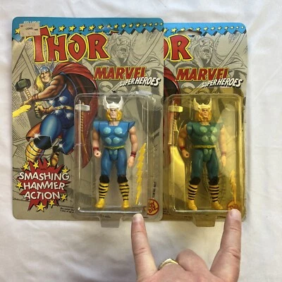 Marvel Toy Biz Thor Both Variant Figures, Rare Short Hammer & Bolt Super Heroes - Image 1 of 4