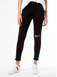 Dorothy Perkins - Black Darcy Rip Knee Skinny Ankle Grazer Jeans - Size 8 - Picture 1 of 4