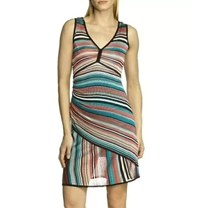 DESIGUAL M "La Vida Es Chula" Sleeveless Striped Lined Mesh Dress NWT - Picture 1 of 15