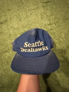 Vintage Seattle Seahawks New Era Blue Trucker Hat Cap Snapback - Picture 1 of 8