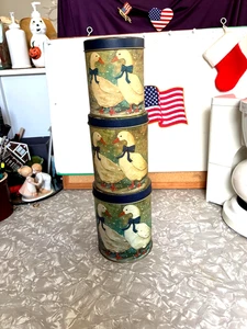 METAL ART CANS COOKIE TINS STACKABLE AND GO INSIDE EACH OTHER - Picture 1 of 3