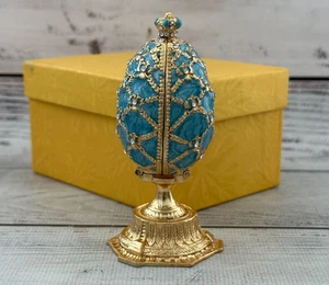 Ukrainian Style Figurine 3.93", Hand Crafted Egg With Enamel & Crystals - Picture 1 of 10