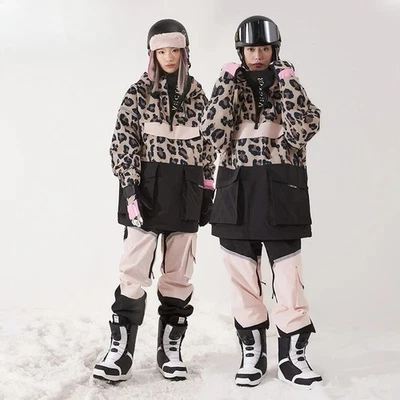 Ski Wear Women Man Hooded Sweater Reflective Trend Thickened Warmth Waterproof - Image 1 of 4