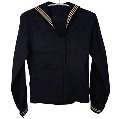 Top de marinero de lana de servicio alistado de la Marina de los Estados Unidos de colección con estrellas y rayas doradas Foto 1 de 4