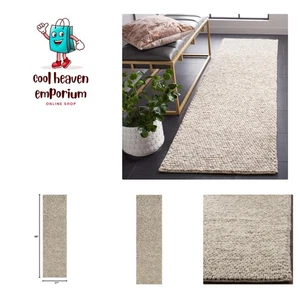 Natura Collection Runner Rug - 2'3" x 8', Beige, Handmade Wool Blend, Texture... - Picture 1 of 7