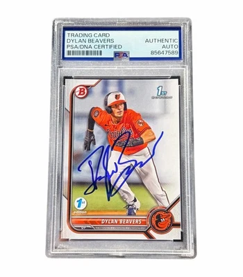 Dylan Beavers Signed 1st Bowman Paper Auto Baltimore Orioles BD-160 PSA/DNA - Image 1 of 2