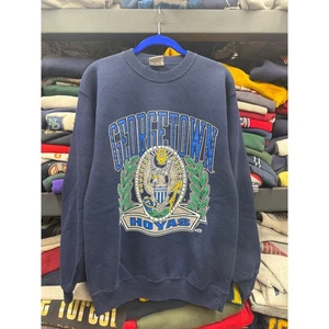 Size M - vintage 90s 80s University of Georgetown Hoyas crest big logo crewneck - Picture 1 of 7