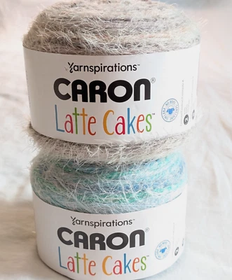 2 Caron LATTE CAKES Knitting Crochet Yarn Kissy & Velvet Teal 8.8 oz 530 yds ea - Image 1 of 4