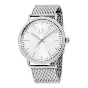 New Mens Calvin Klein K3W21126 Silver Steel Mesh Analog 'Surround' Watch - Picture 1 of 3