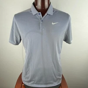 Nike Dri-Fit Standard Fit Blue Tiny Print Short Sleeve Men's L Large Polo Shirt - Picture 1 of 12