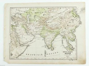 1910 Rusia Imperial SUR DE ASIA CHINA INDIA TURCA Mapa Ruso Antiguo - Imagen 1 de 3