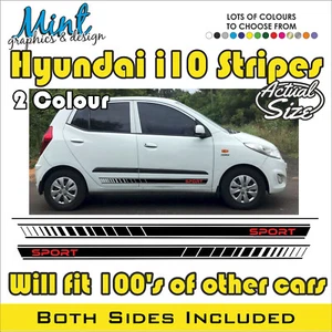 HYUNDAI i10 Rayas Laterales 2 Colores SE ADAPTA A TODOS LOS MODELOS Calcomanías Adhesivas Gráficos 0066 - Imagen 1 de 4