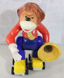 Vintage 1963 Clancy the Great Roller Skating Monkey by Ideal Toy Corp With Hat - Picture 1 of 19