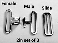 10 x 2"/50mm Nickel Surcingle Clip Set Male Female 3 Bar Slides Horse Rug Repair