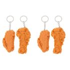 4 Pcs Chicken Leg Wing Pendant Pvc Miss Fried Key Ring Fake Food Keychain Play