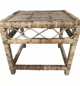 Rattan Side Table Plant Stand Bohemian Boho Chic Decor Fabulousđź’• Table 1970s - Picture 1 of 10