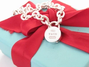 Tiffany & Co 1837 Circle Padlock Charm Pendant Bracelet 8" Packaging Box Pouch - Picture 1 of 8