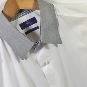 Next Weißes Hemd Grau Kragen 16" Slim Fit Langarmhemd Knopfmanschette - Bild 1 von 9