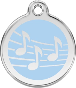 Red Dingo Music Light Blue Tag - Lifetime Guarantee - Cat, Dog, Pet ID Tag Engra - Picture 1 of 5