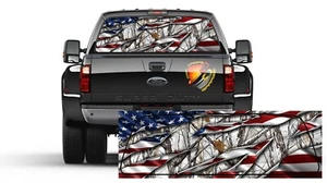 American Flag Ripped Camo Rear Window Perf Graphic Decal Sticker Truck Cars - Picture 1 of 4