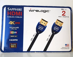 WireLogic 12 Feet HDMI Cable 2-Pack 4K UltraHD 18G - New In Package B1 - Picture 1 of 5