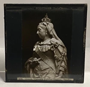 Antique Magic Lantern Slide - 108 . Queen Victoria Jubilee Statue Profile - Foto 1 di 3