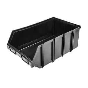 5 x scatole impilabili 490 x 305 x 185 mm scatole di stoccaggio a vista plastica nere scatola modulare supporto - Foto 1 di 6